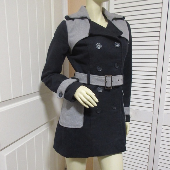 Yoki Womens Peacoat Coat Double-Breasted Jacket S Navy Blue Preppy Academia Chic - Picture 4 of 8